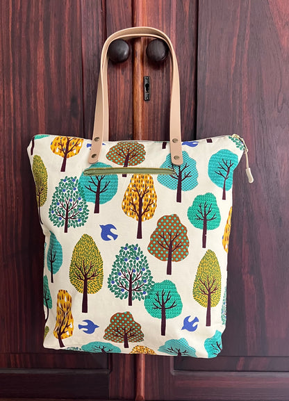 Canvas, elegant tree Tote Bag handmade